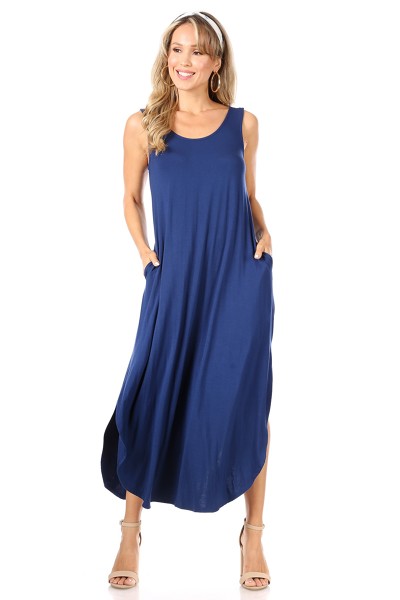 Navy blue clearance sleeveless maxi dress