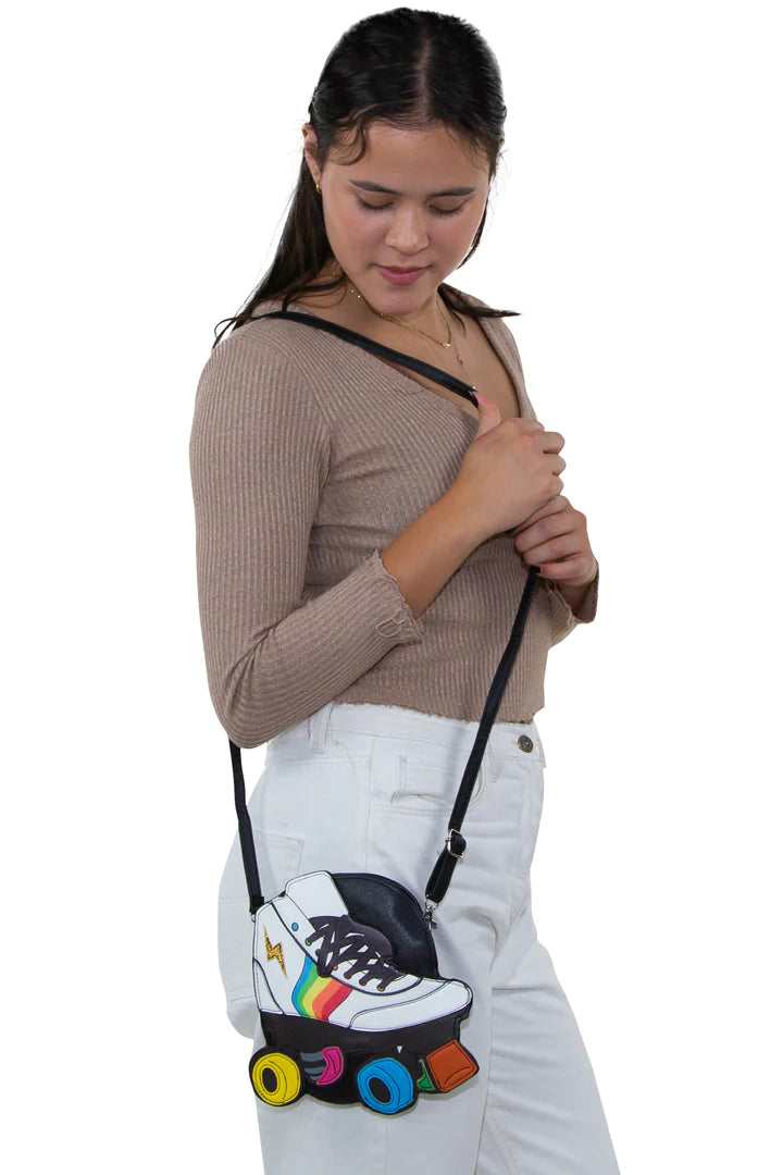 Roller Skate Cross Body Bag In Vinyl Material The Zesty Lemon Clothing Co