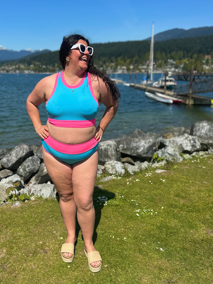 Bali Beach | Two Piece Swimsuit | Blue & Pink
