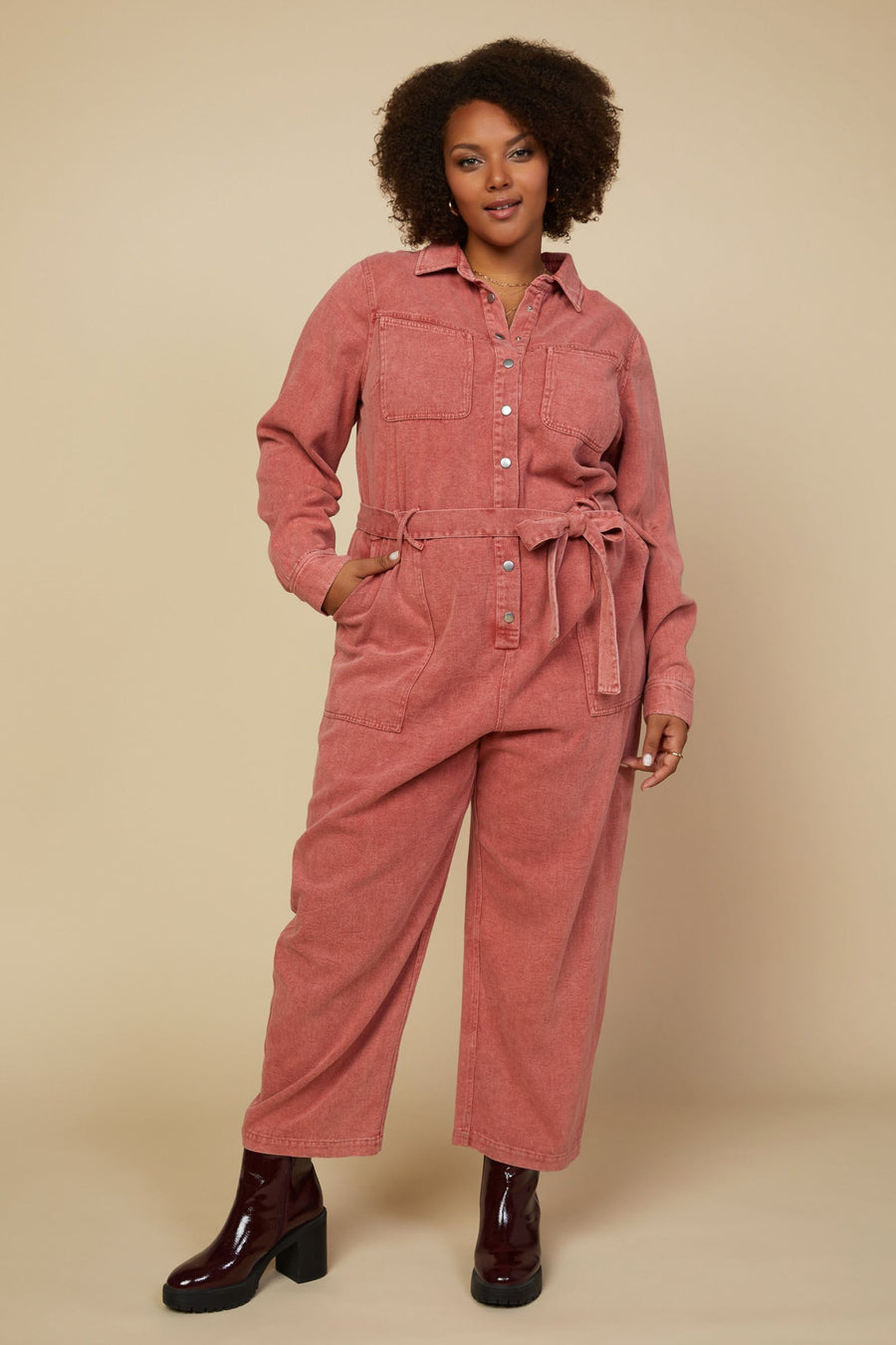 Force of Nature | Cotton Twill Utility Jumpsuit | Rust