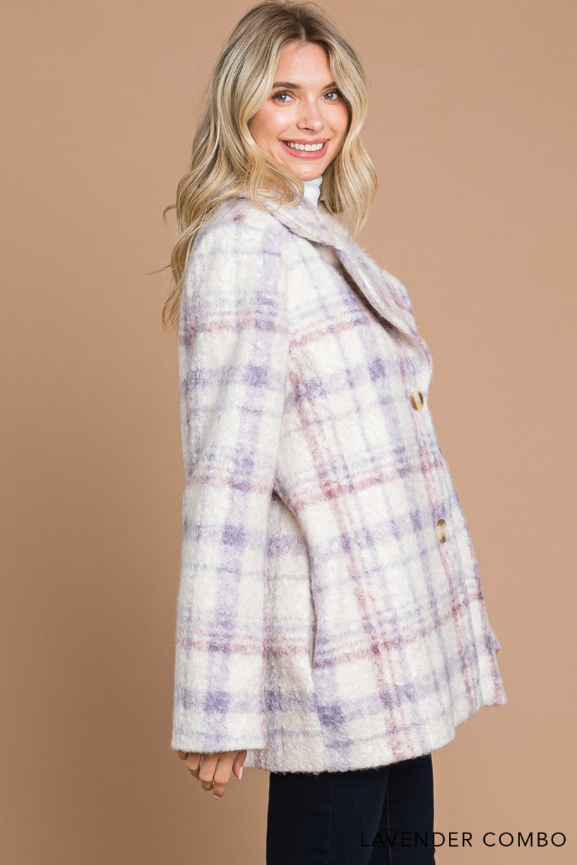 Chalet Escape | Brushed Plaid Tailored Jacket | Lavender Combo