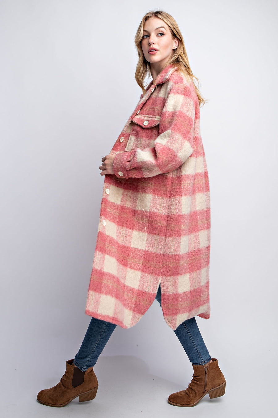 Adanac Shores | Oversized Plaid Jacket | Pink