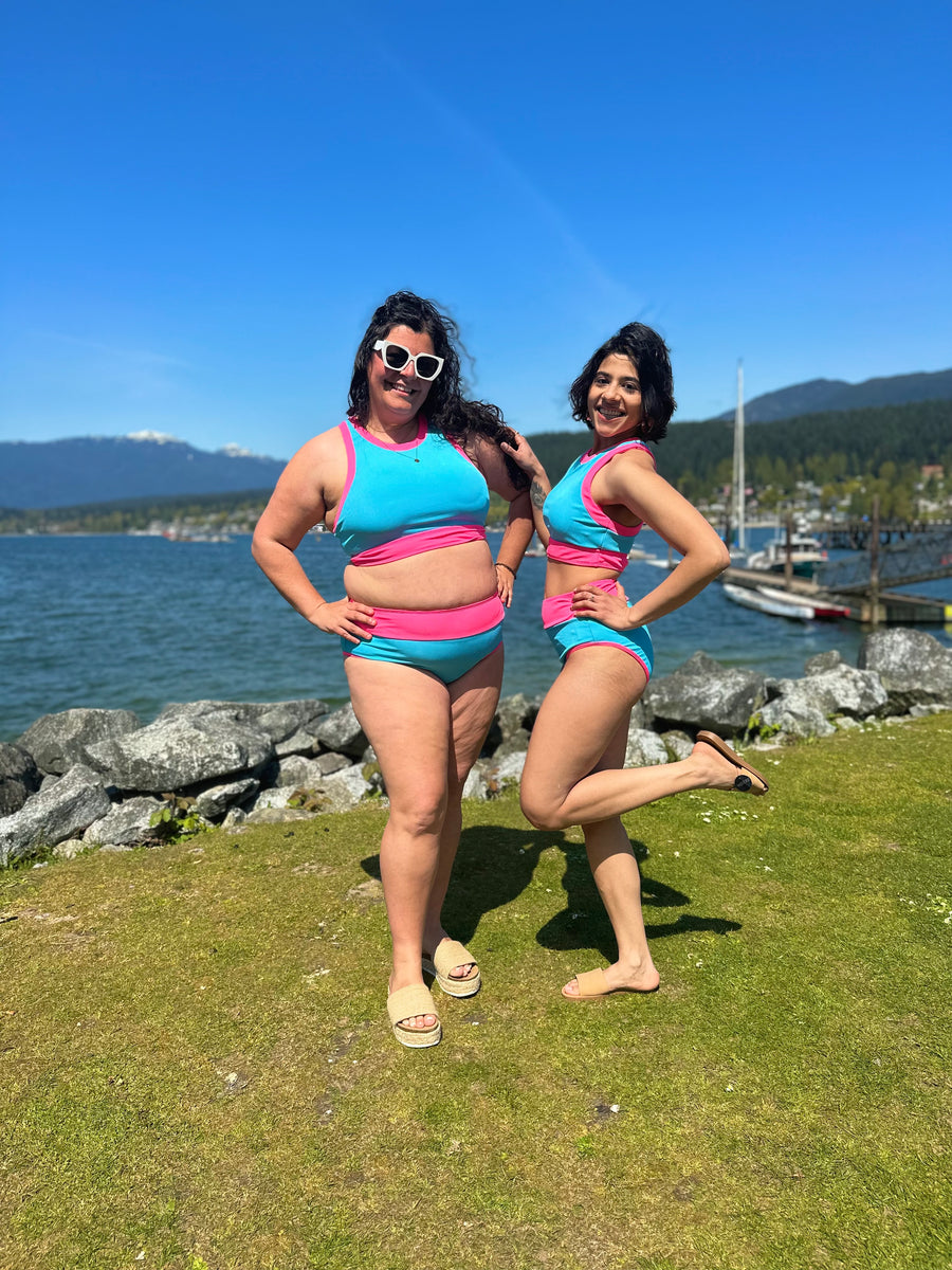 Bali Beach | Two Piece Swimsuit | Blue & Pink