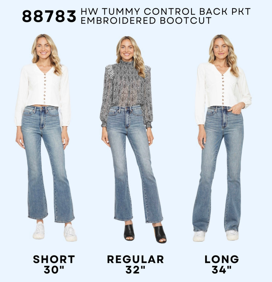 Shania | High Waist Tummy Control Bootcut Jeans | Judy Blue Style 88783 | Short, Regular and Long