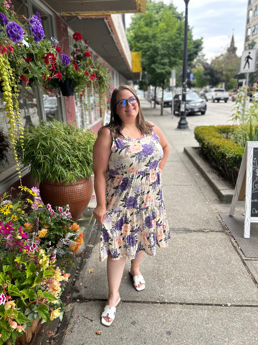 Alena Tiered Dress | Purple Floral