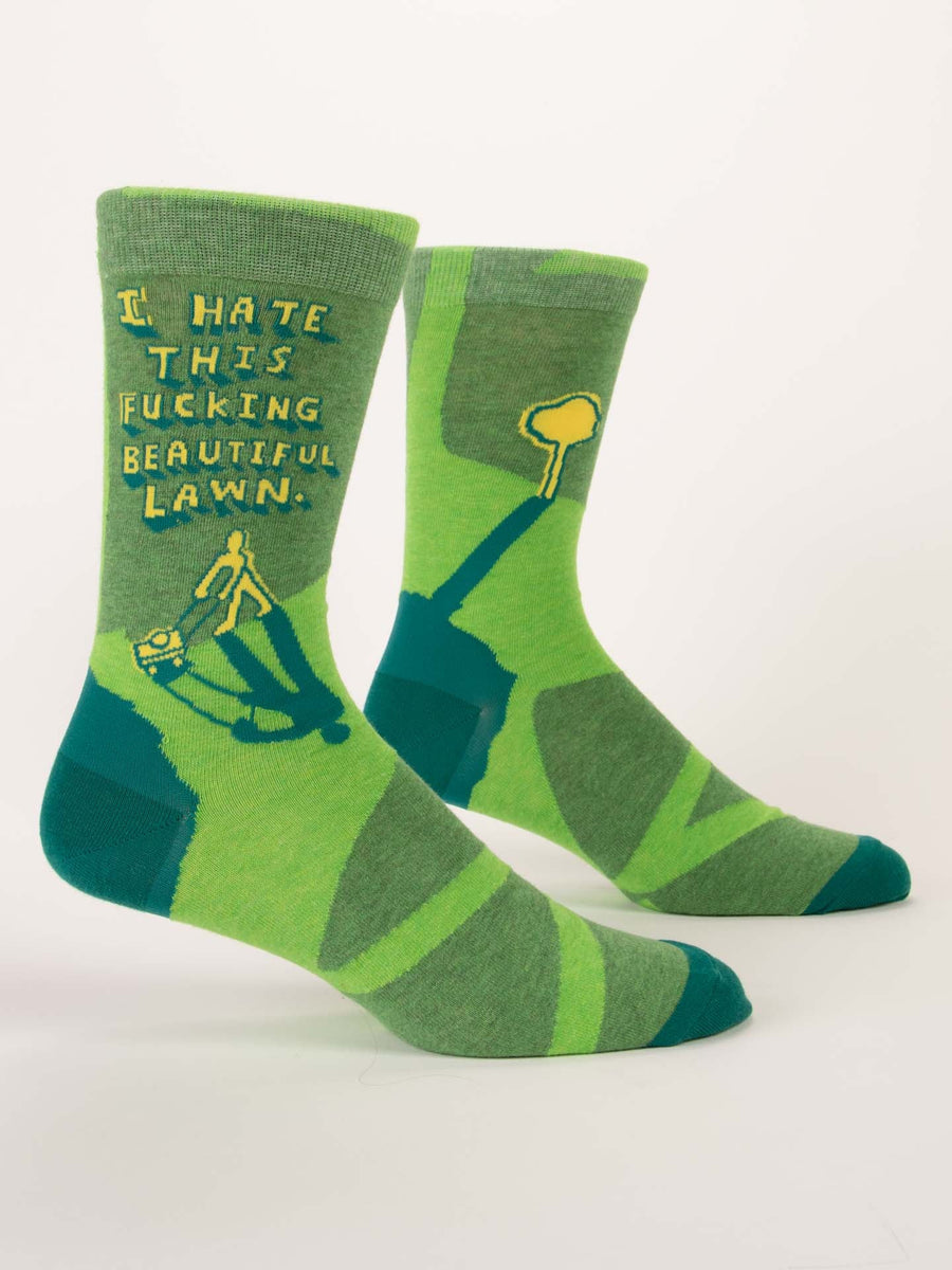 I Hate This F*cking Beautiful Lawn | Men's Crew Socks | Blue Q