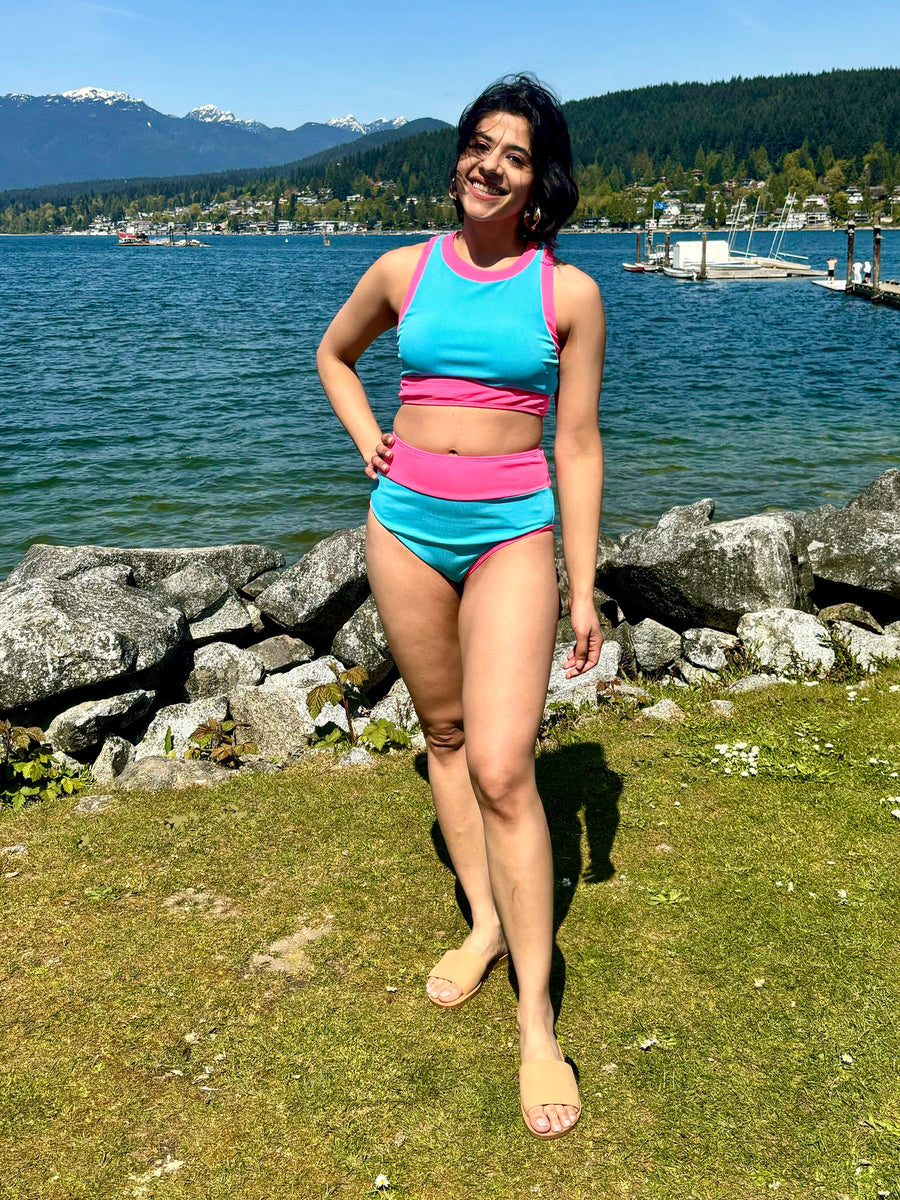 Bali Beach | Two Piece Swimsuit | Blue & Pink