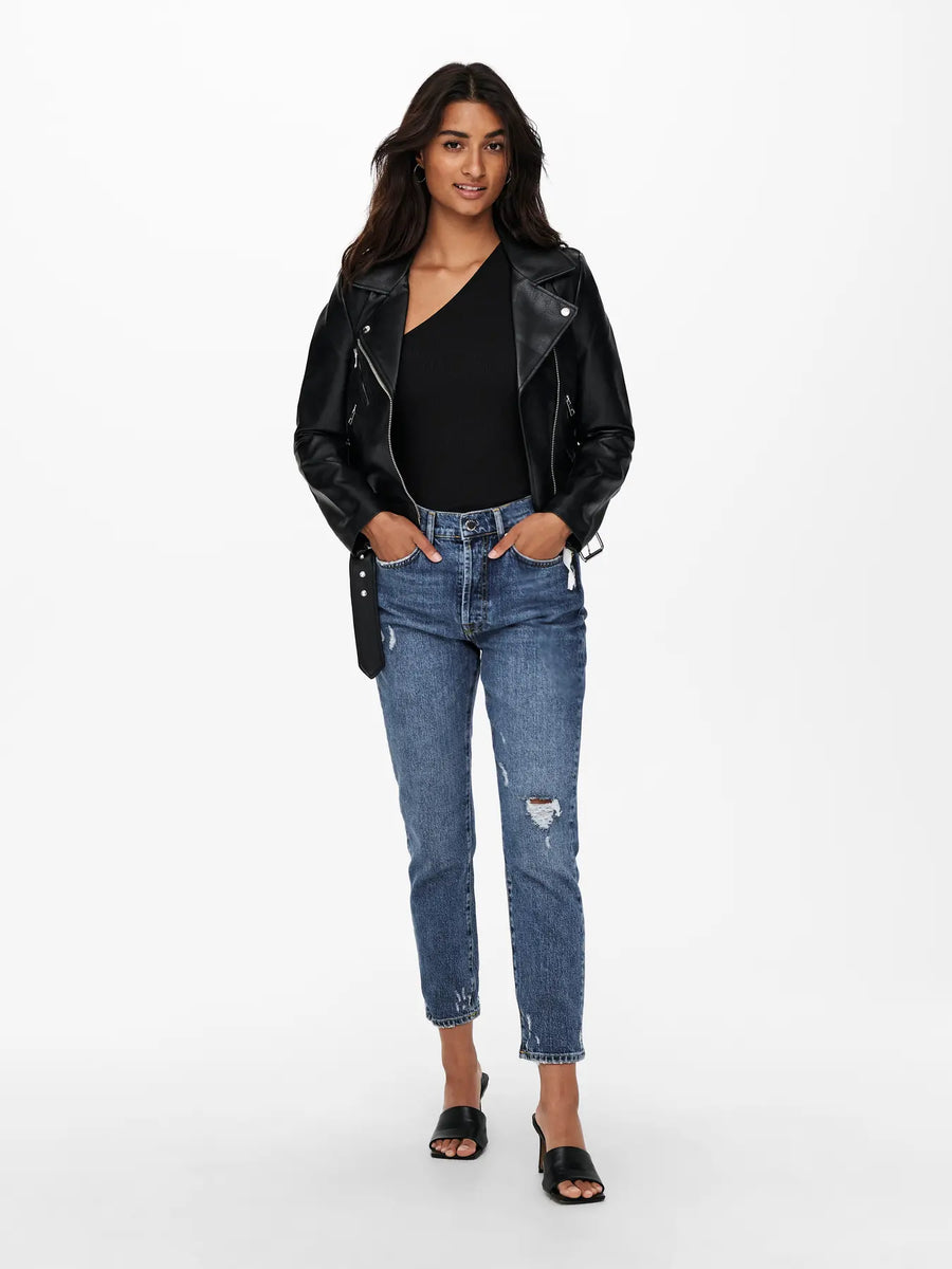 Rosa | Faux Leather Biker Jacket