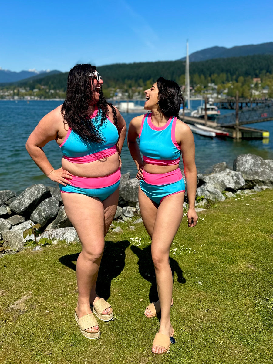 Bali Beach | Two Piece Swimsuit | Blue & Pink
