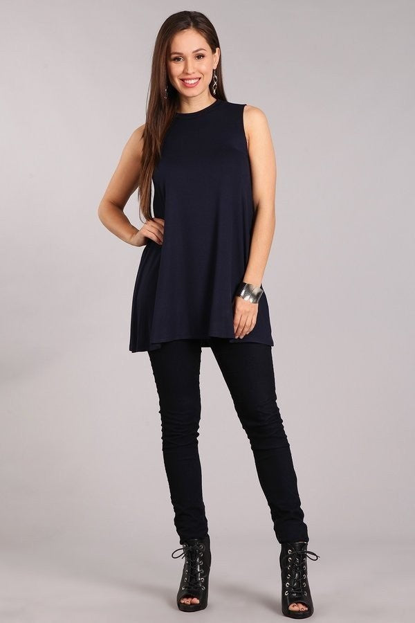 Leslie Ribbed Sleeveless Top | Black