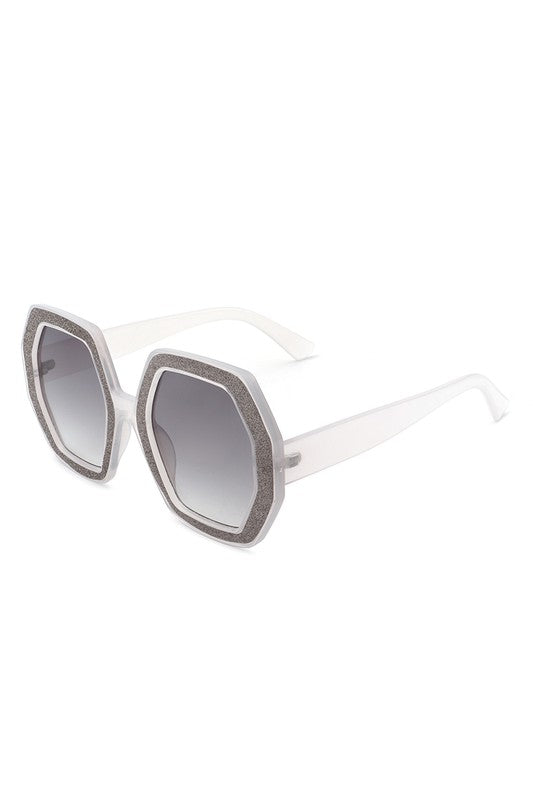 Glittery Oversized Polygonal Square Sunglasses