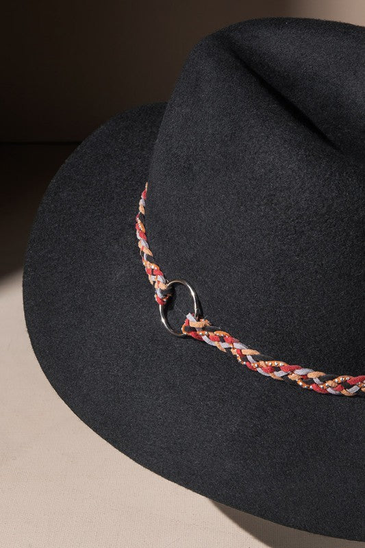 Wool Felt Panama Hat with Braided O-Ring Band