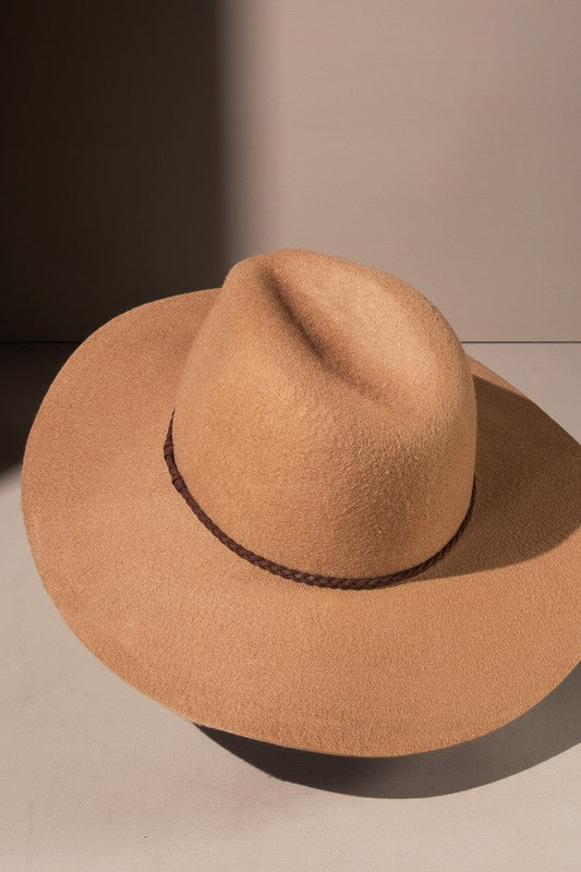 Wool Felt Wide Brim Panama Hat | Camel