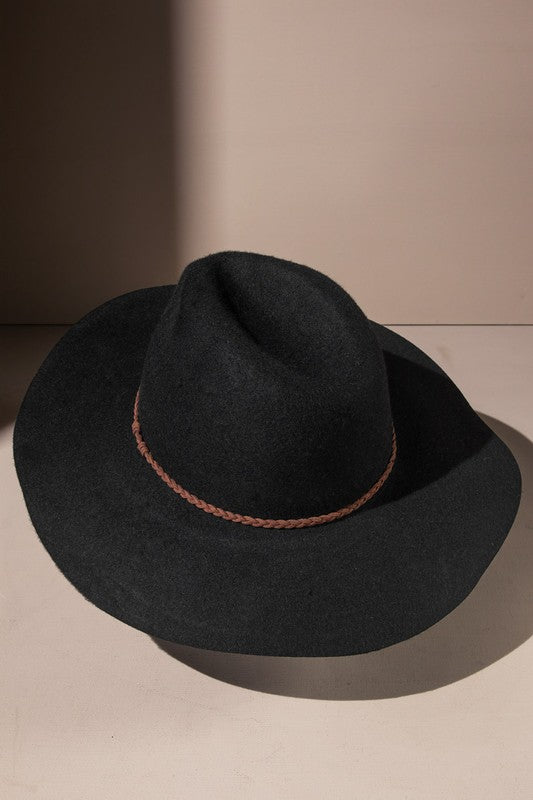 Wool Felt Wide Brim Panama Hat | Black