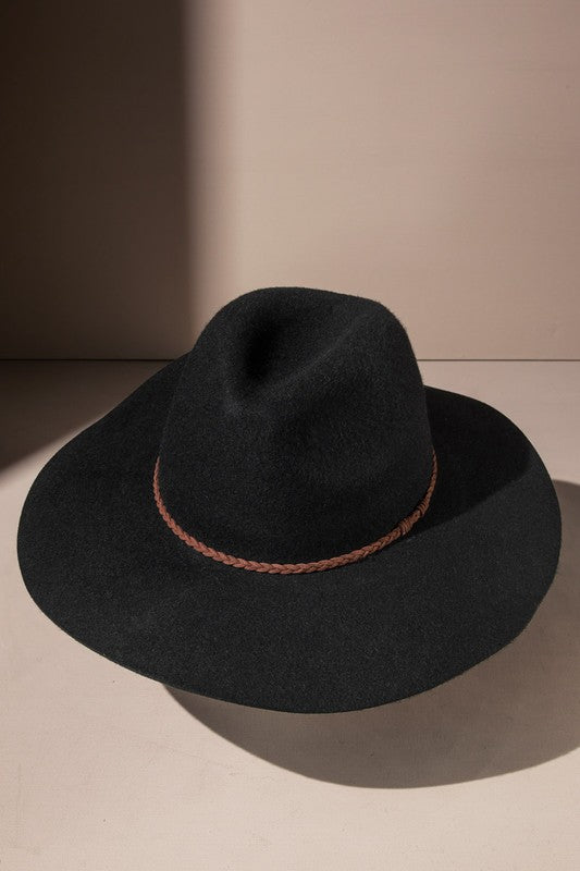 Wool Felt Wide Brim Panama Hat | Black