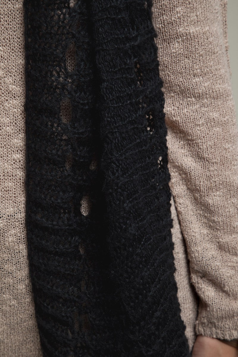 Open Knit Oblong Scarf | Black