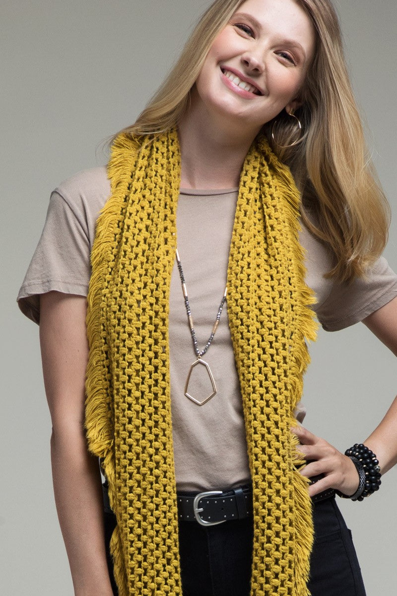 Net Oblong Scarf | Mustard