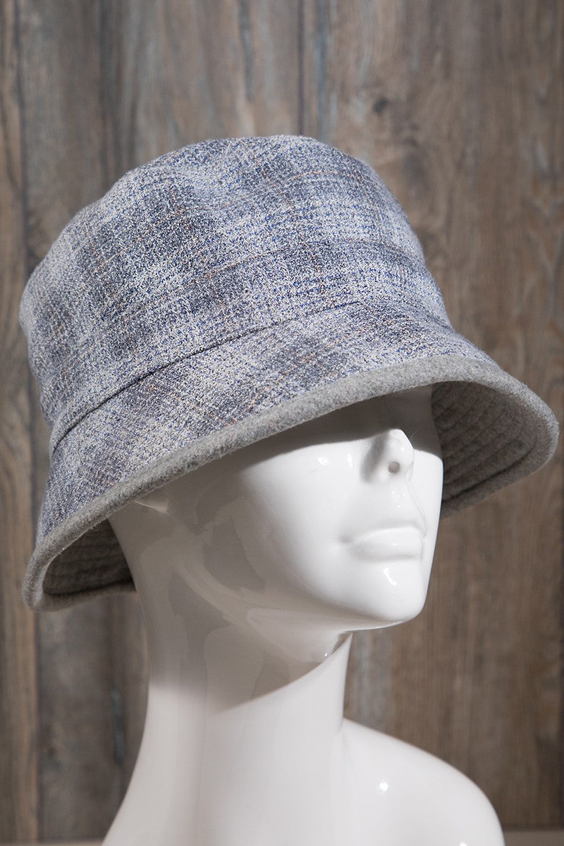 Reversible Plaid Print Bucket Hat | Grey