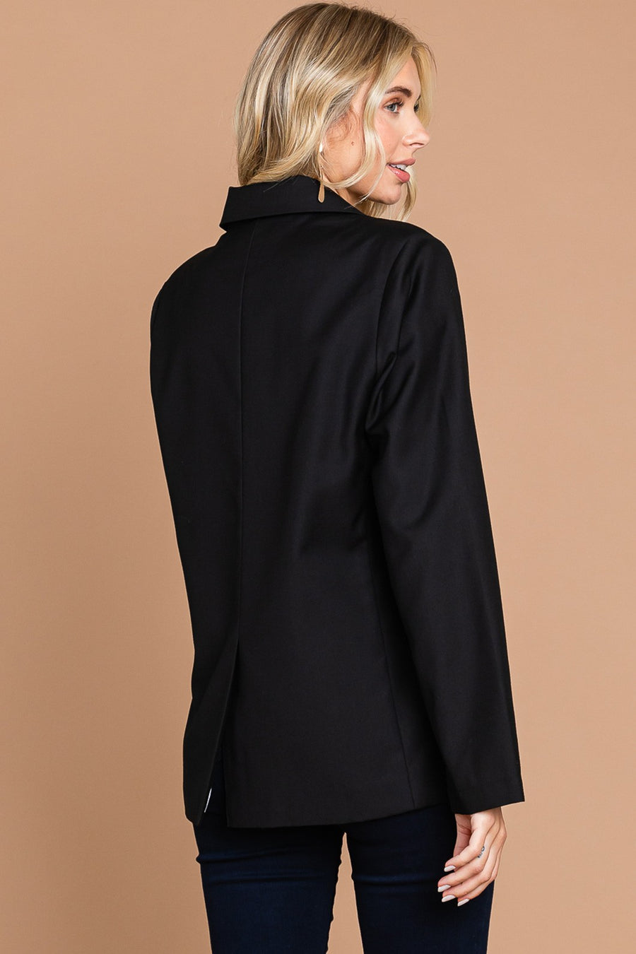 Parker | Cotton Blended Tailor Jacket With Contrast Lining | Black