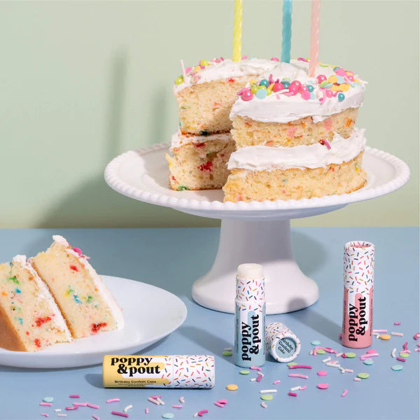 Poppy & Pout Lip Balm | Birthday Confetti Cake | Purple