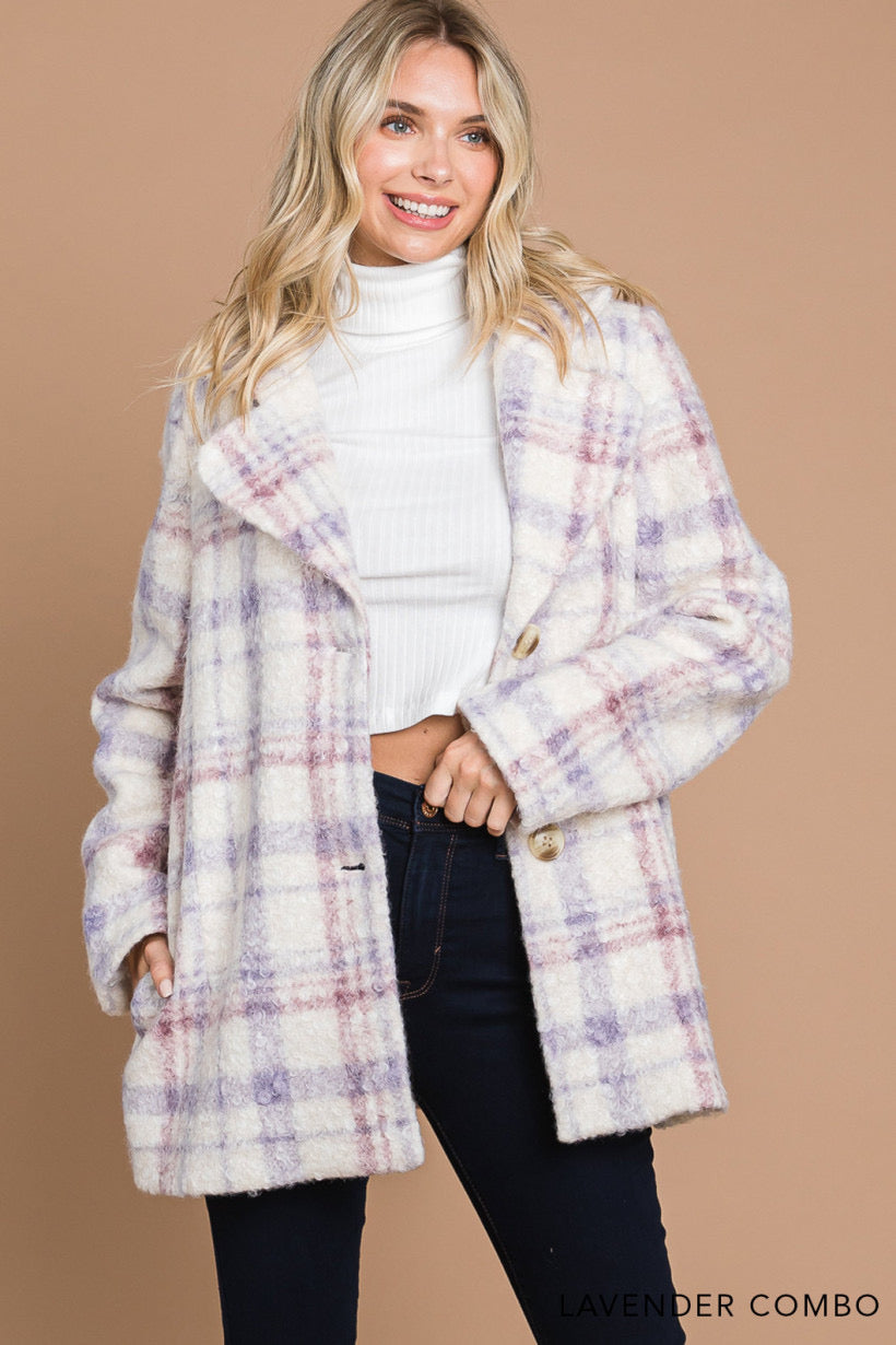 Chalet Escape | Brushed Plaid Tailored Jacket | Lavender Combo