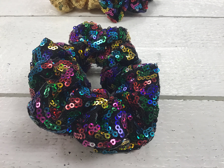 Rainbow Sequin Scrunchie