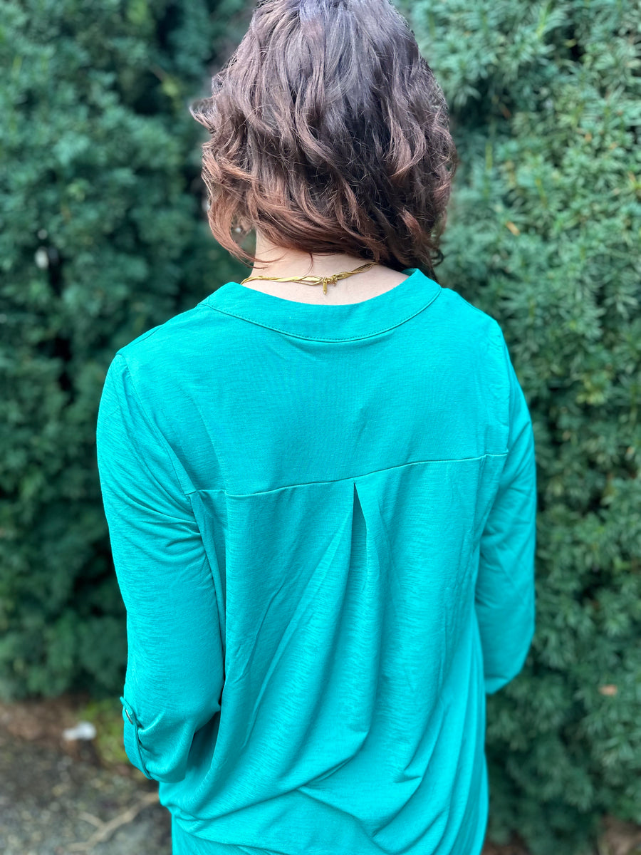 Lizzy | 3/4 Sleeve Top | Emerald