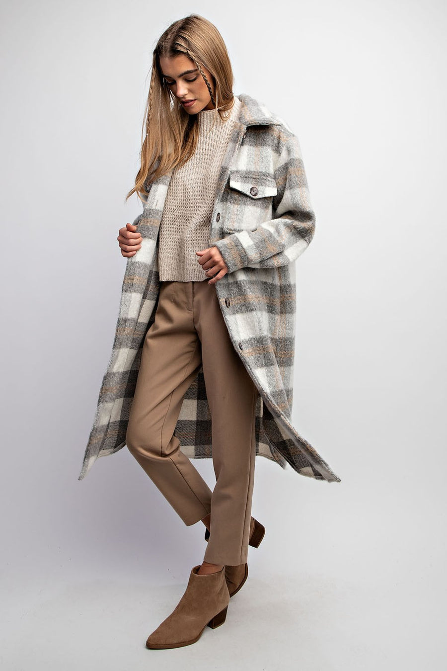 Adanac Shores | Oversized Plaid Jacket | Grey