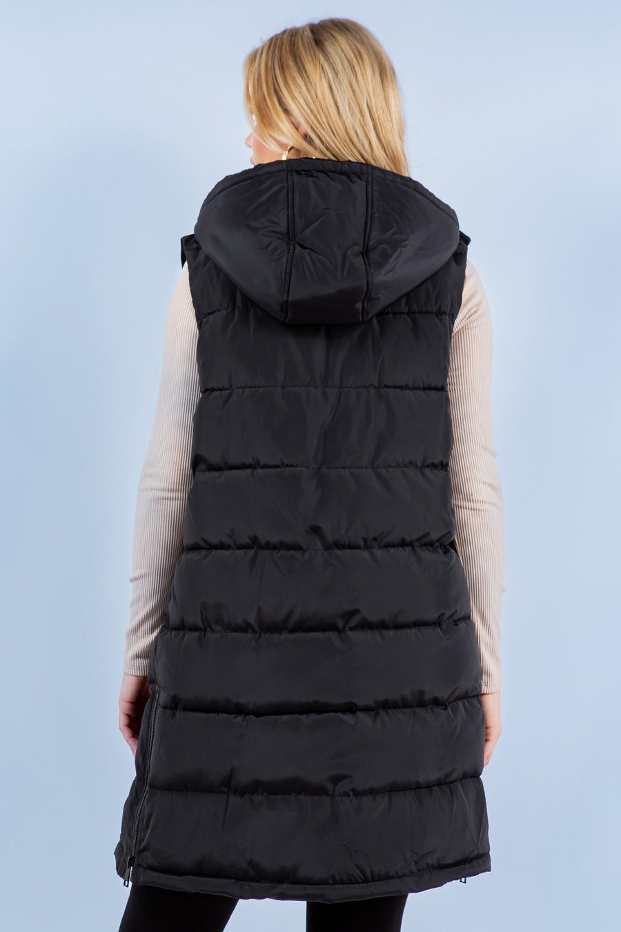 Coastal Drift | Long Puffer Vest | Black