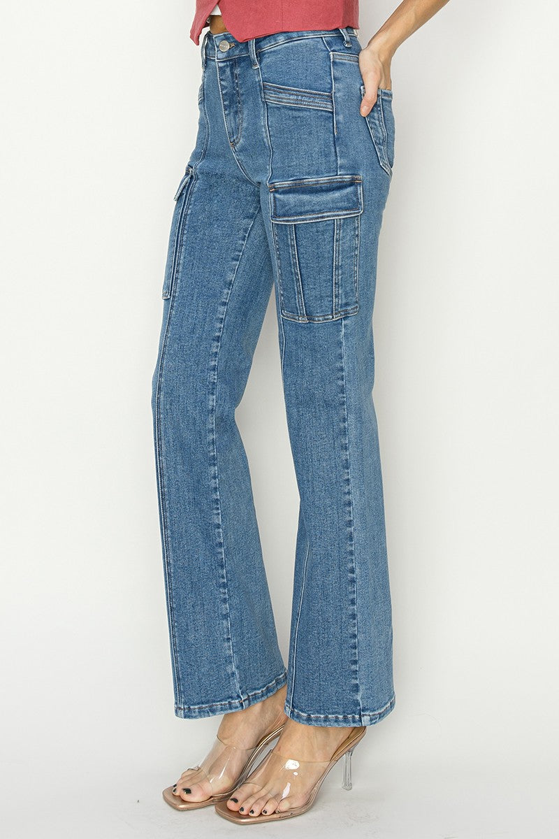 Beverly High Rise Ankle Straight Leg Cargo Jeans