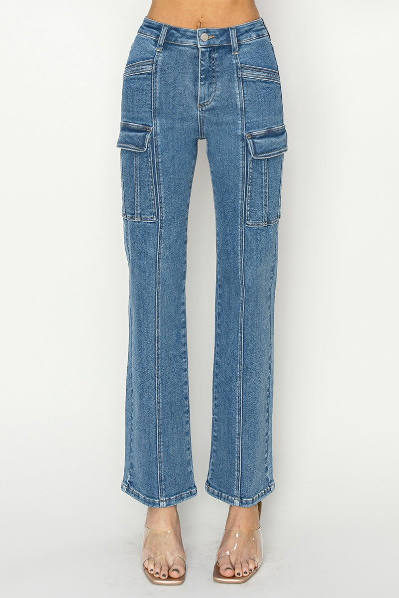 Beverly High Rise Ankle Straight Leg Cargo Jeans