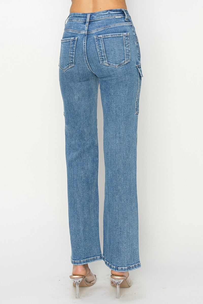 Beverly High Rise Ankle Straight Leg Cargo Jeans