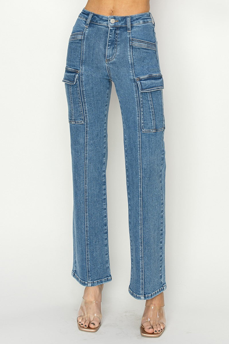 Beverly High Rise Ankle Straight Leg Cargo Jeans