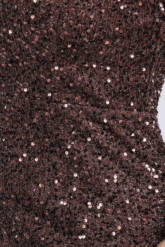 In The Spotlight | Sequin Maxi Length Dress | Chocolate