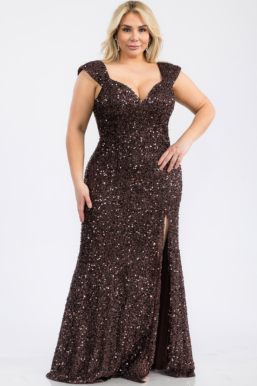 In The Spotlight | Sequin Maxi Length Dress | Chocolate