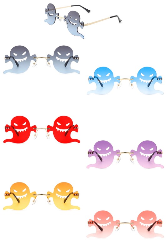 Rimless Devil Shape Tinted Party Sunglasses