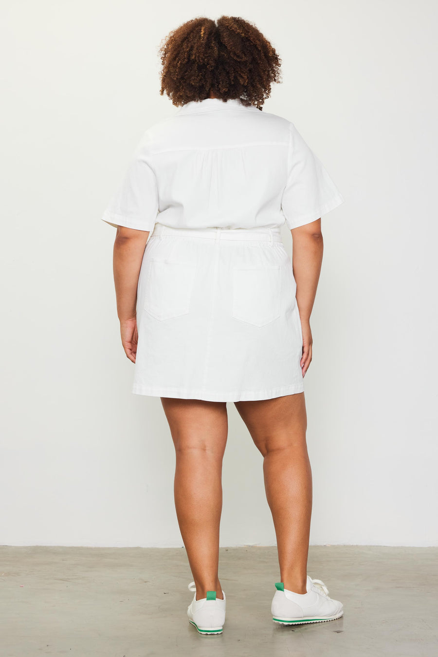 Margot | Front-Zip Utility Dress | White