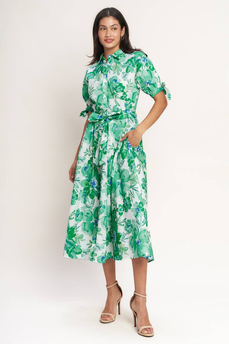 Good Luck Charm | Printed Woven Midi Dress | Green – 🍋 The Zesty Lemon ...