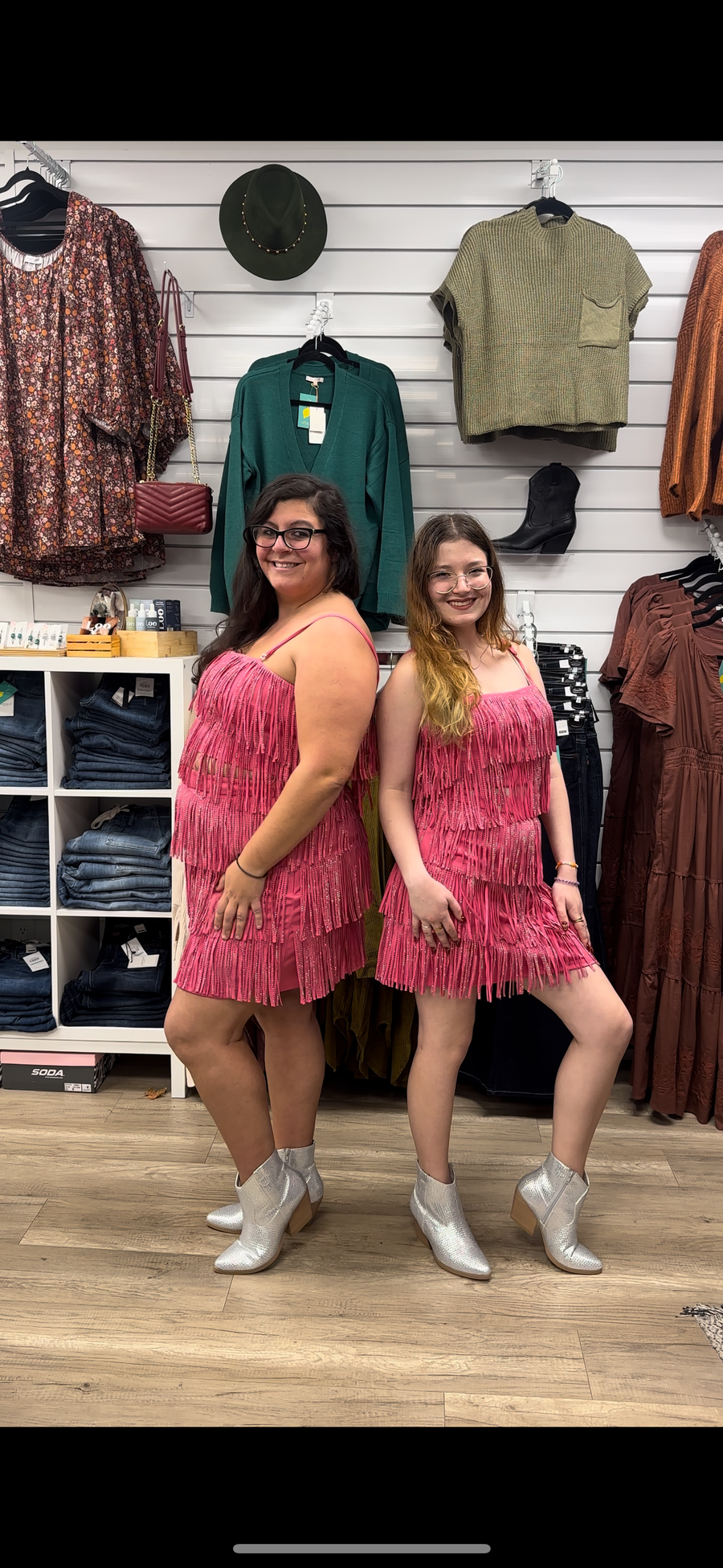 Shake It Off | Rhinestone Suede Fringe Mini Skirt | Fuchsia