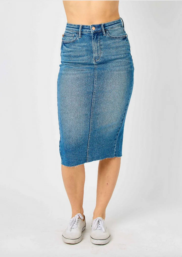 Elena | High Waist Mid Length Skirt (Judy Blue Style 2832)