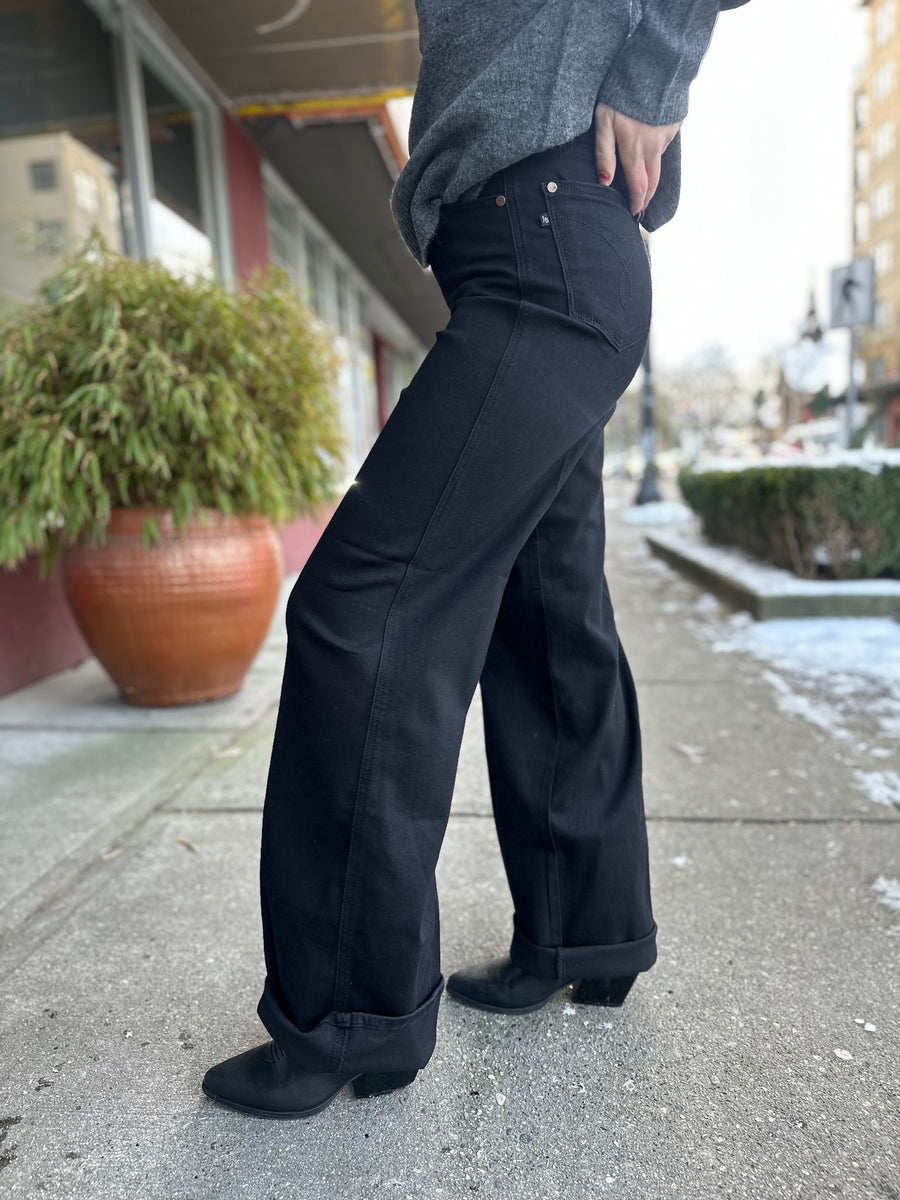 Jennie | High Waist Retro Wide Leg Black | Judy Blue Style 82617