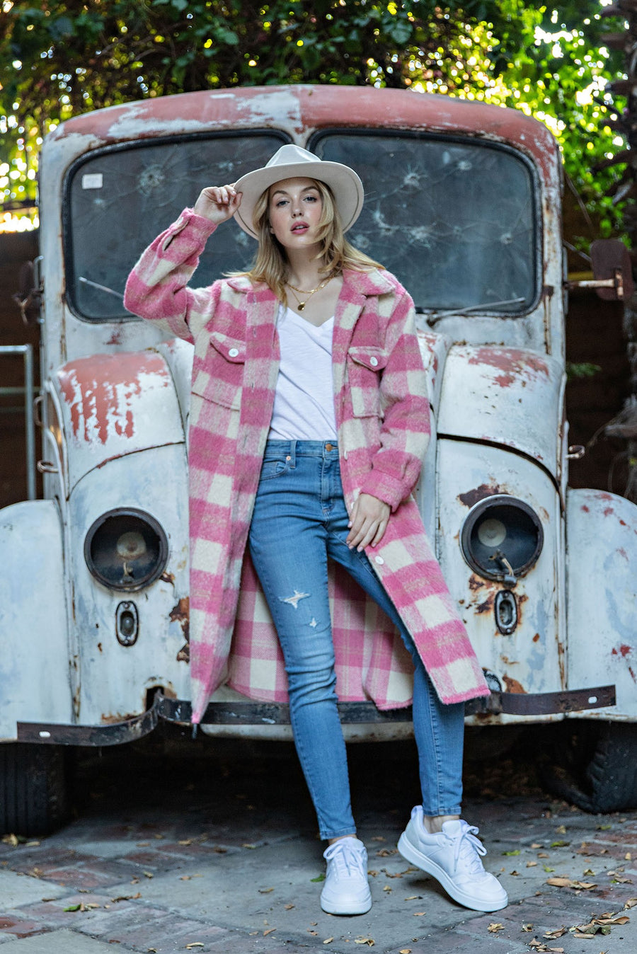 Adanac Shores | Oversized Plaid Jacket | Pink