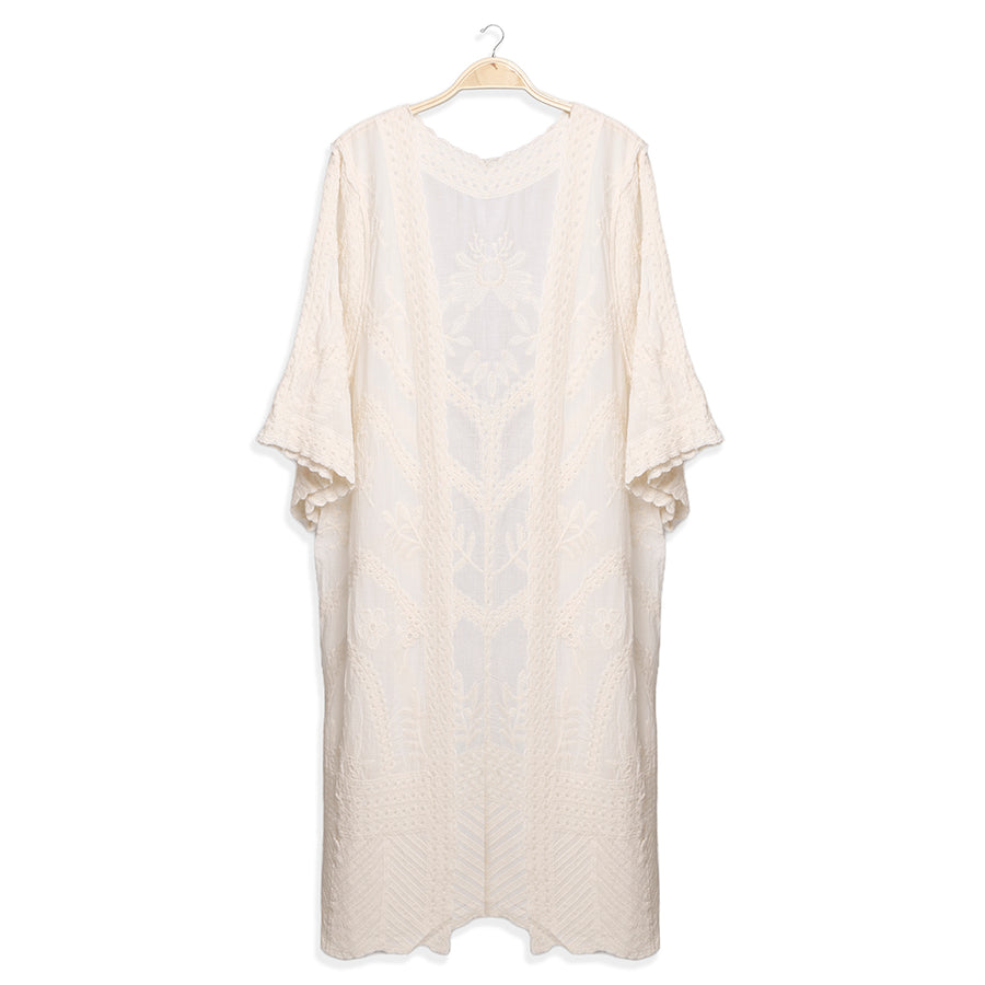 Leaves Print Lace Cover Up Kimono