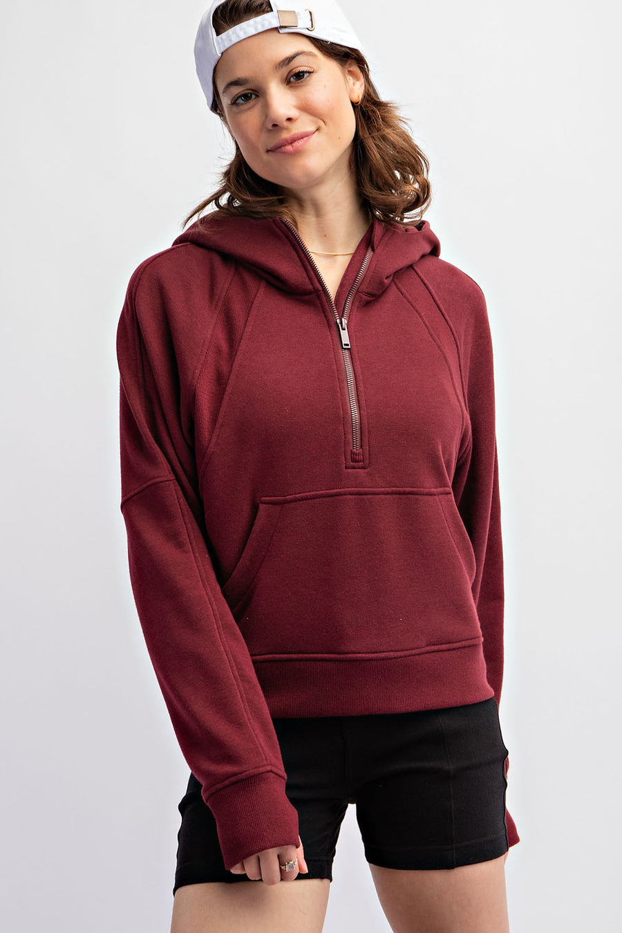 Madison | Cropped Hoodie Jacket | Burgundy