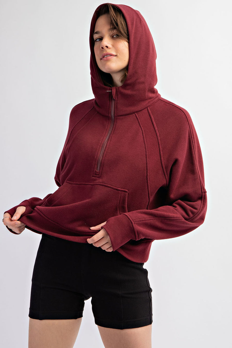 Madison | Cropped Hoodie Jacket | Burgundy