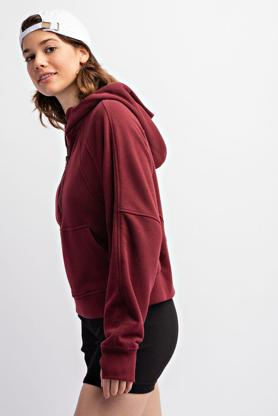 Madison | Cropped Hoodie Jacket | Burgundy