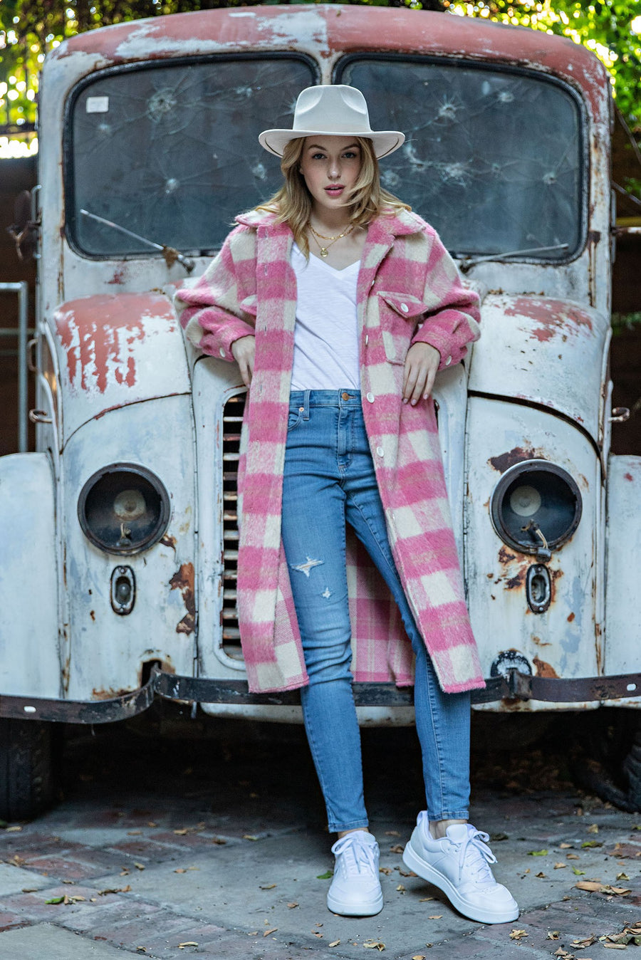 Adanac Shores | Oversized Plaid Jacket | Pink