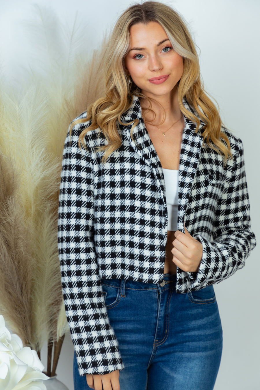 Bardot Breeze | Crop Gingham Jacket