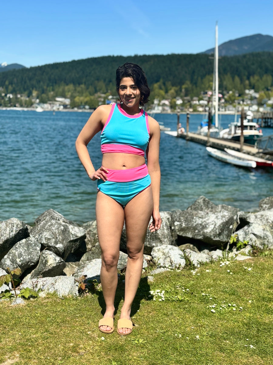 Bali Beach | Two Piece Swimsuit | Blue & Pink