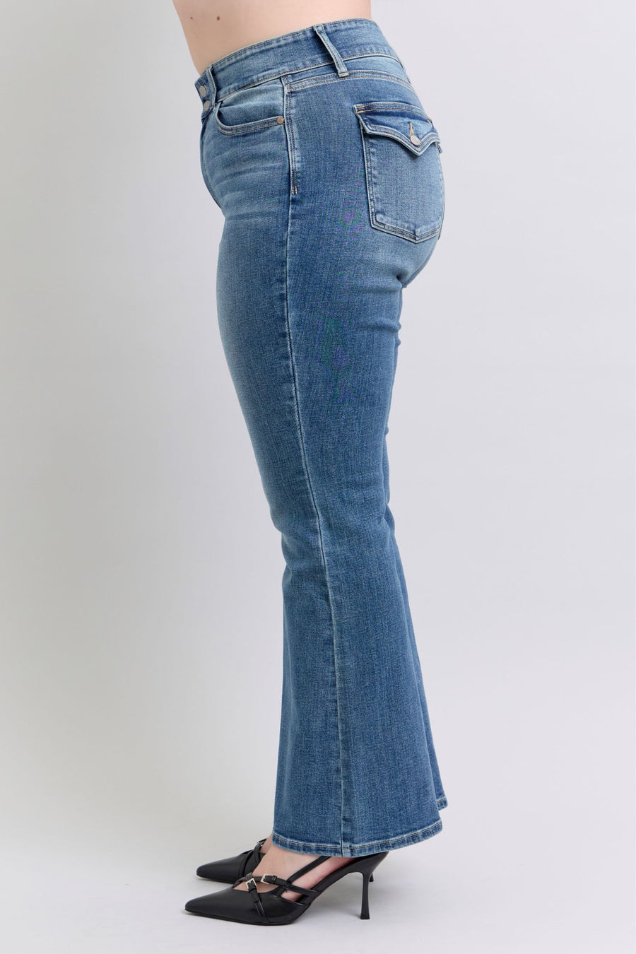 Halftime Show | High Waist Two Button Flare Jeans with Tint (Judy Blue Style 82630)